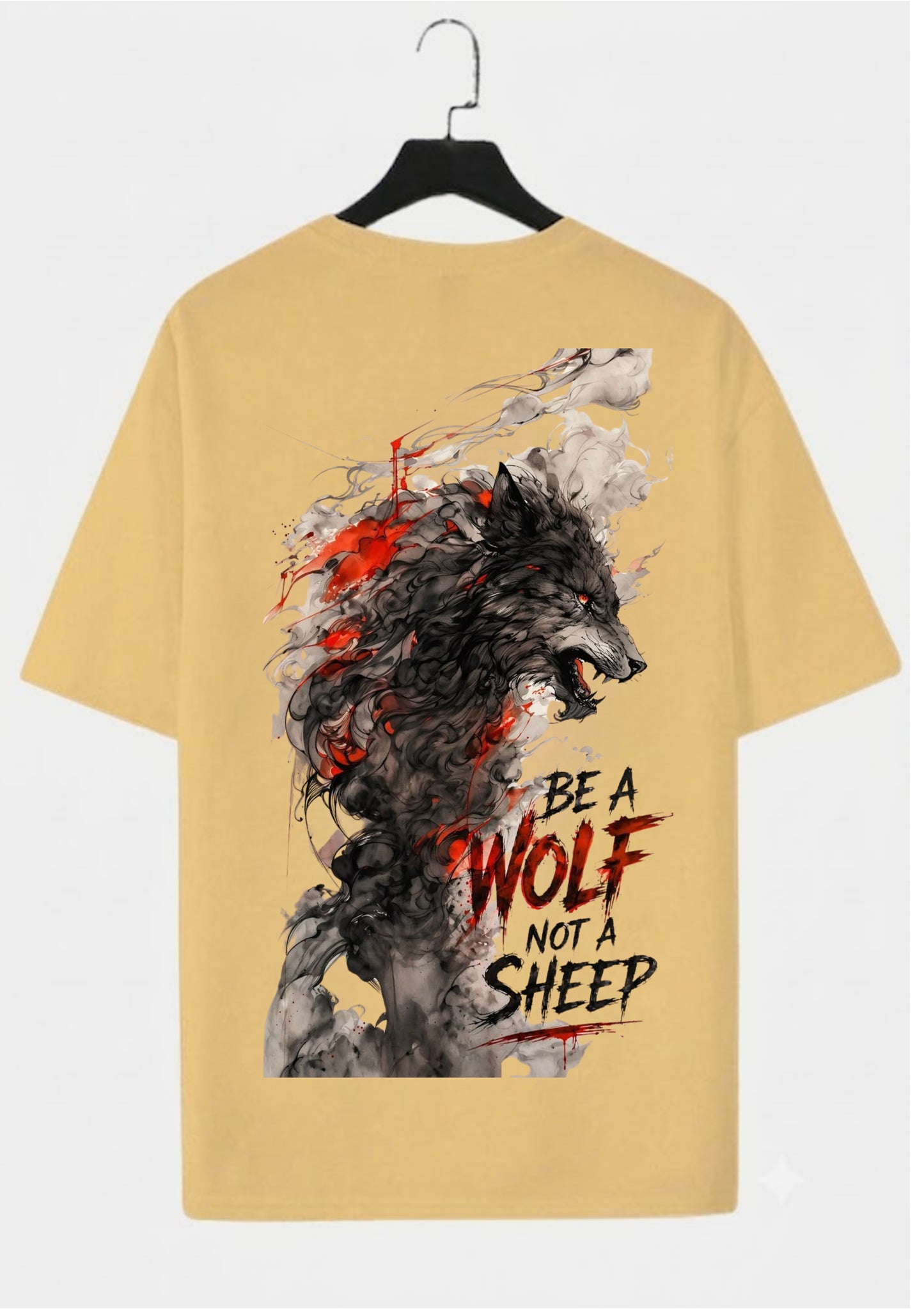 Be a Wolf Graphic Back Print Oversized T-Shirt for Men | 100% Cotton | 220 GSM