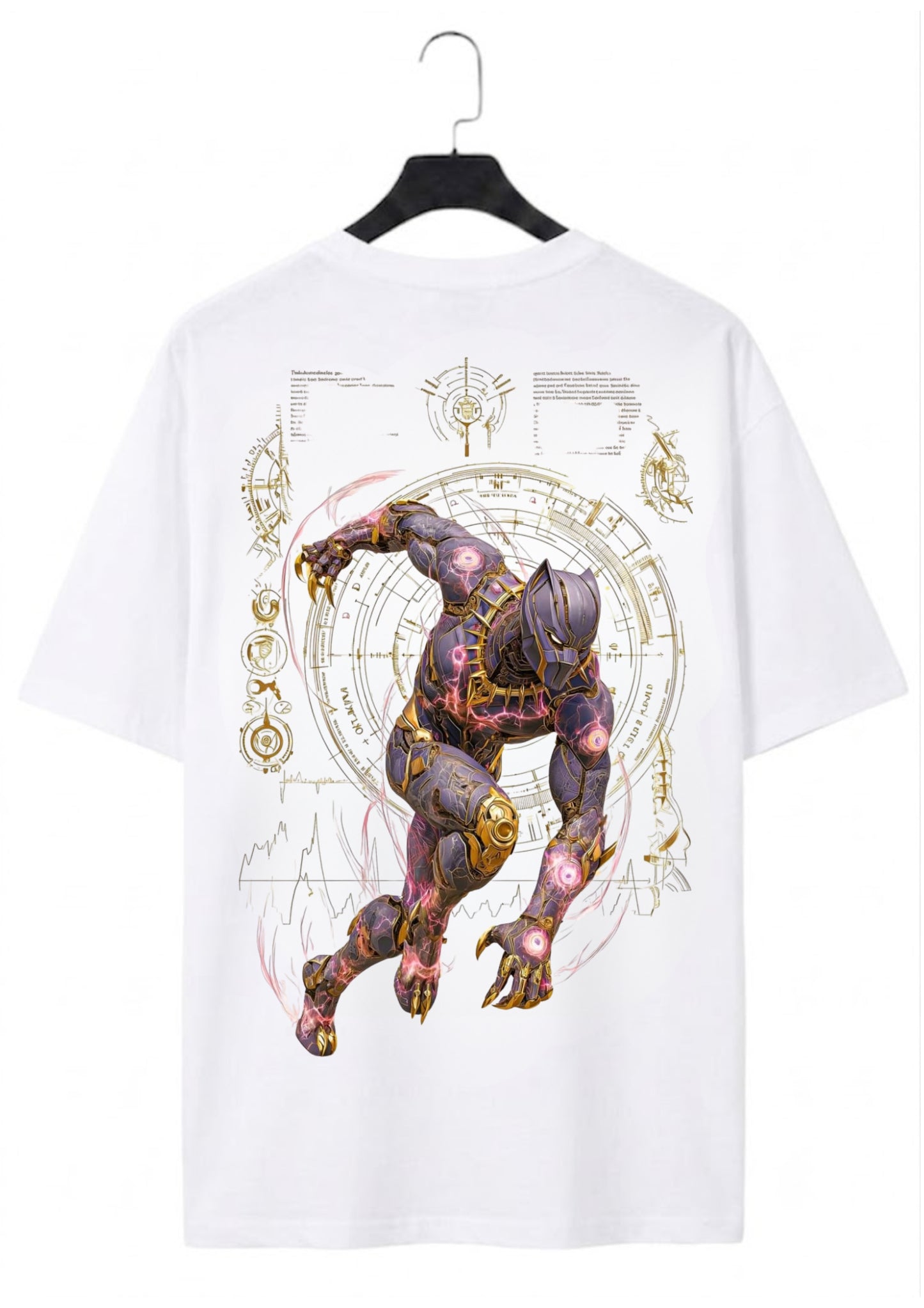 Futuristic Panther Warrior Oversized Back Print T-Shirt for Men | 100% Cotton | 220 GSM