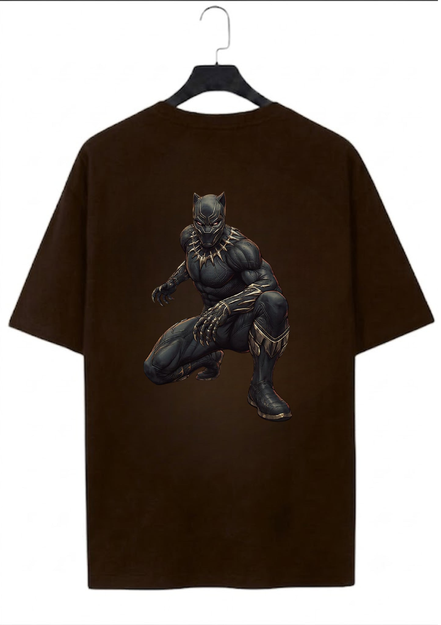 Black Panther Hero Graphic Oversized Back Print T-Shirt for Men | 100% Cotton | 220 GSM