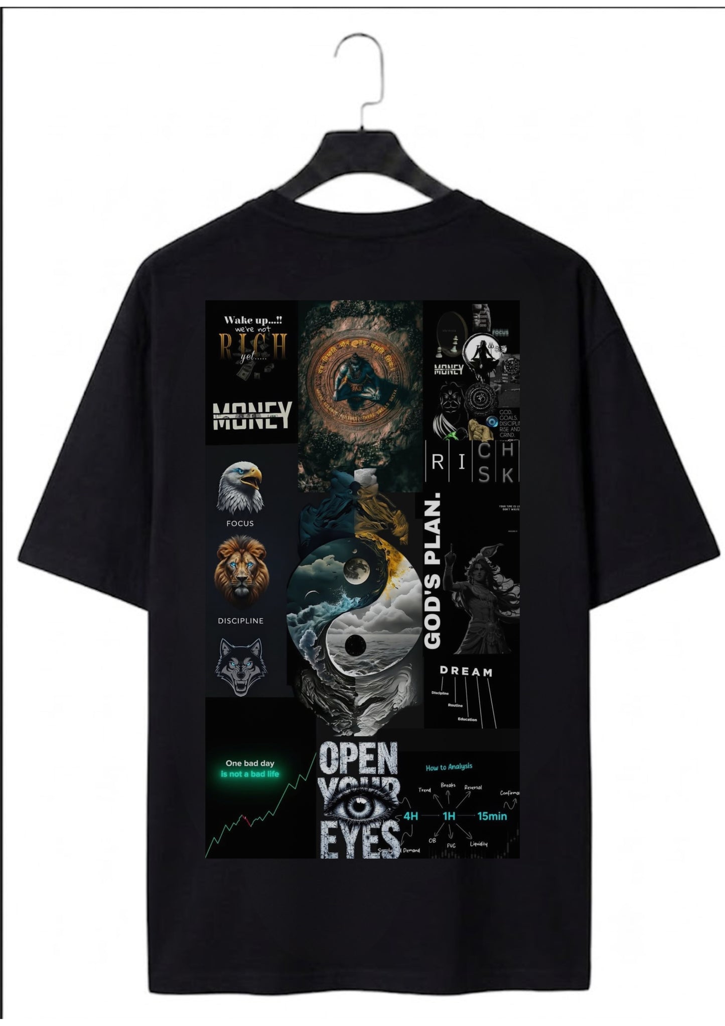 Success Mindset Motivation Graphic Oversized Back Print T-Shirt for Men | Premium Cotton | 220 GSM