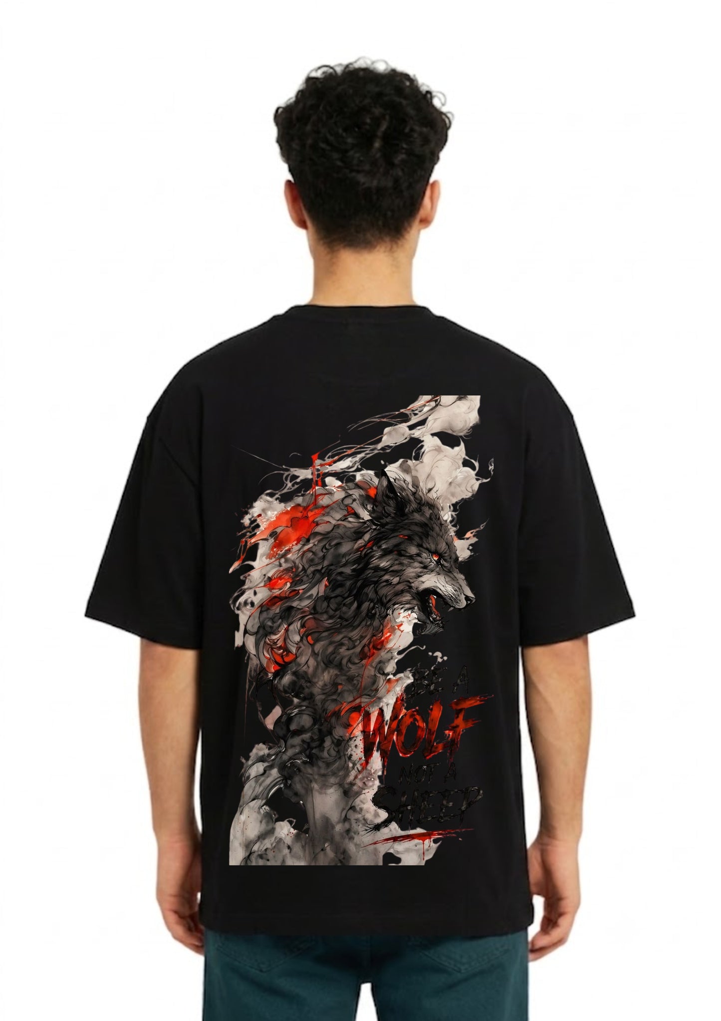 Be a Wolf Graphic Back Print Oversized T-Shirt for Men | 100% Cotton | 220 GSM