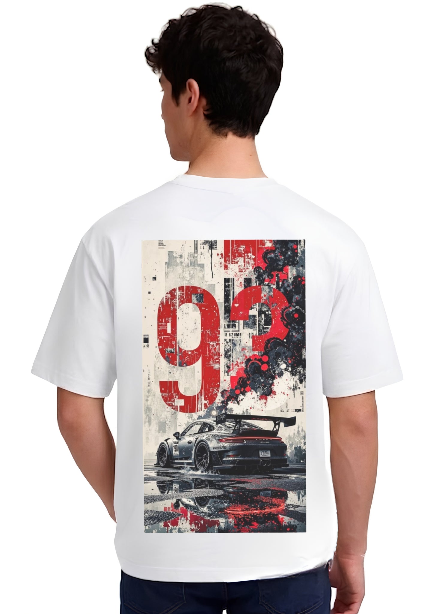 GT3 Racing Car Graphic Oversized Back Print T-Shirt for Men | 100% Cotton | 220 GSM