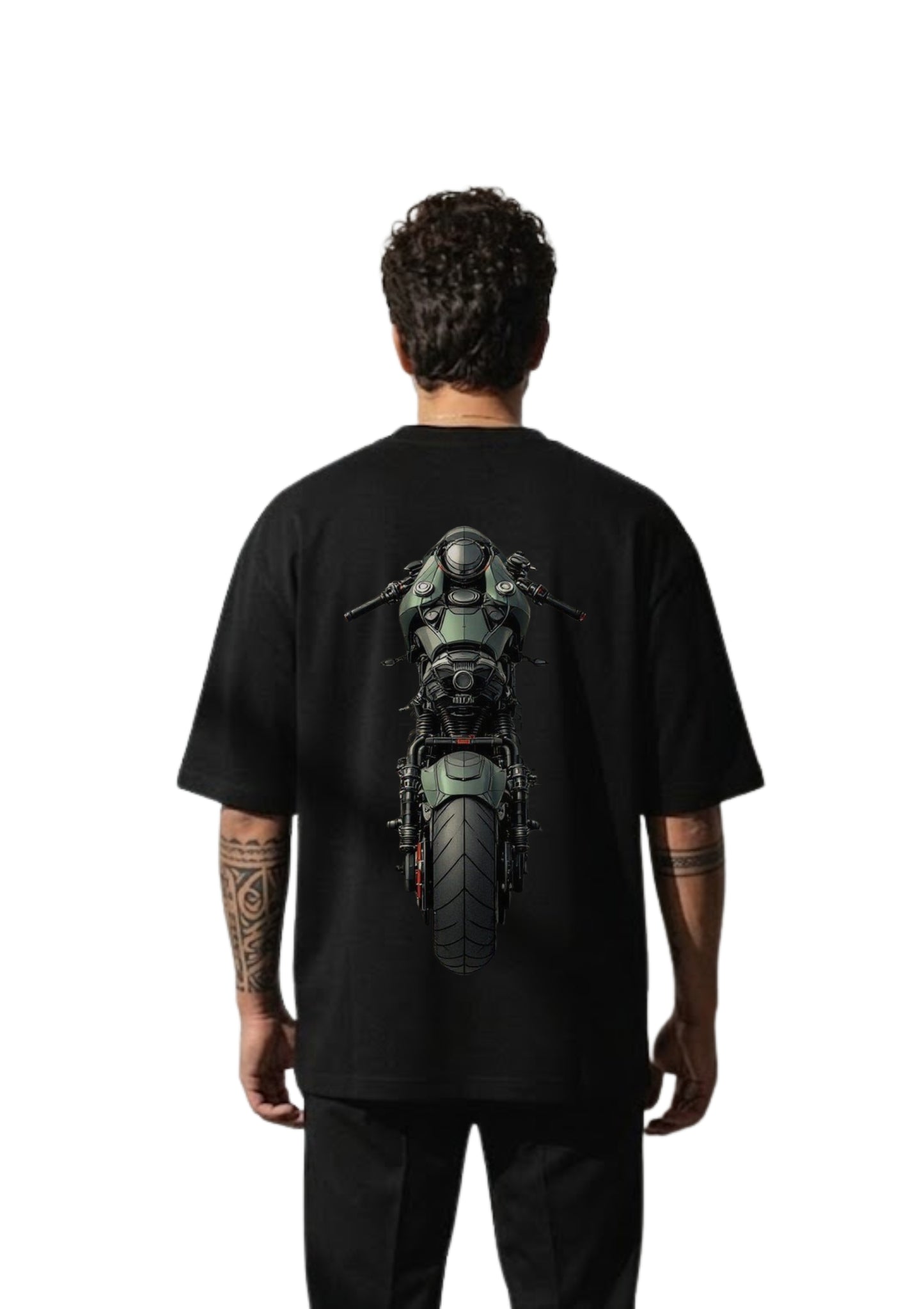 Superbike Rear View Graphic Oversized Back Print T-Shirt for Men | 100% Cotton | 220 GSM