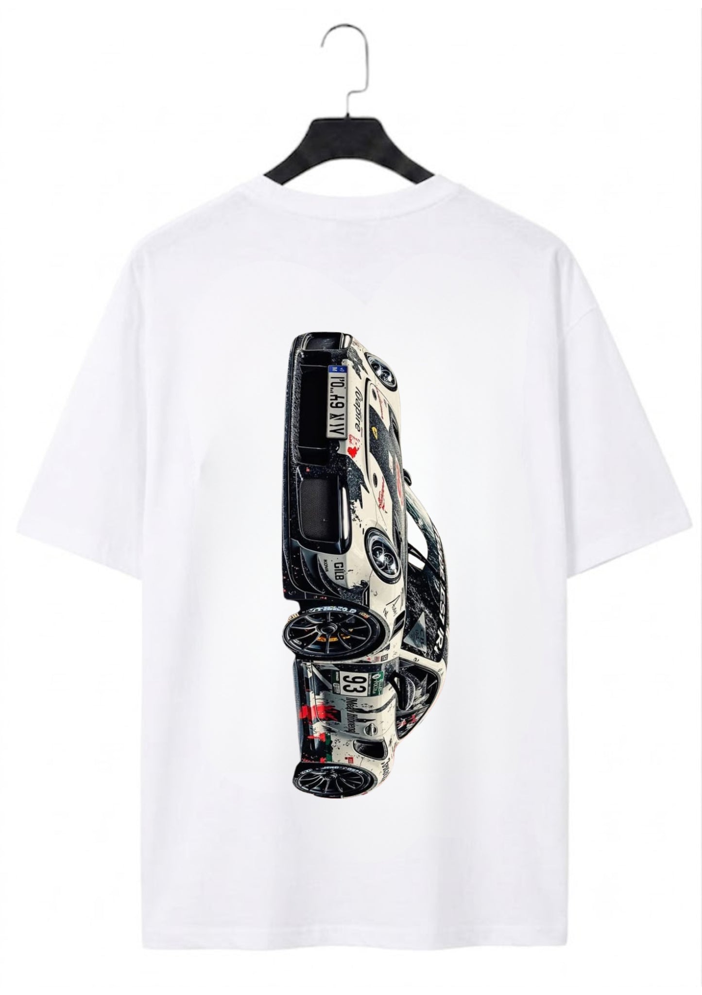 Porsche 911 GT3 Side View Motorsport Graphic Oversized Back Print T-Shirt for Men | Premium Cotton | 220 GSM