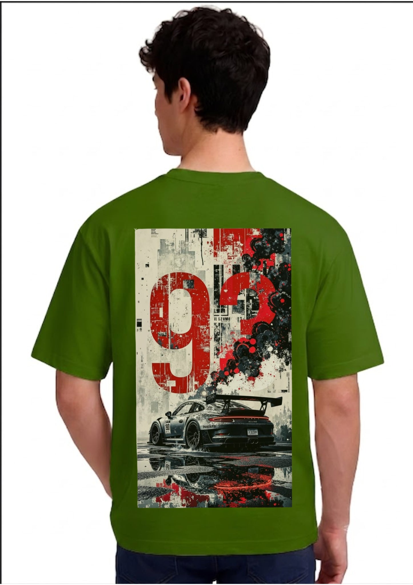 GT3 Racing Car Graphic Oversized Back Print T-Shirt for Men | 100% Cotton | 220 GSM