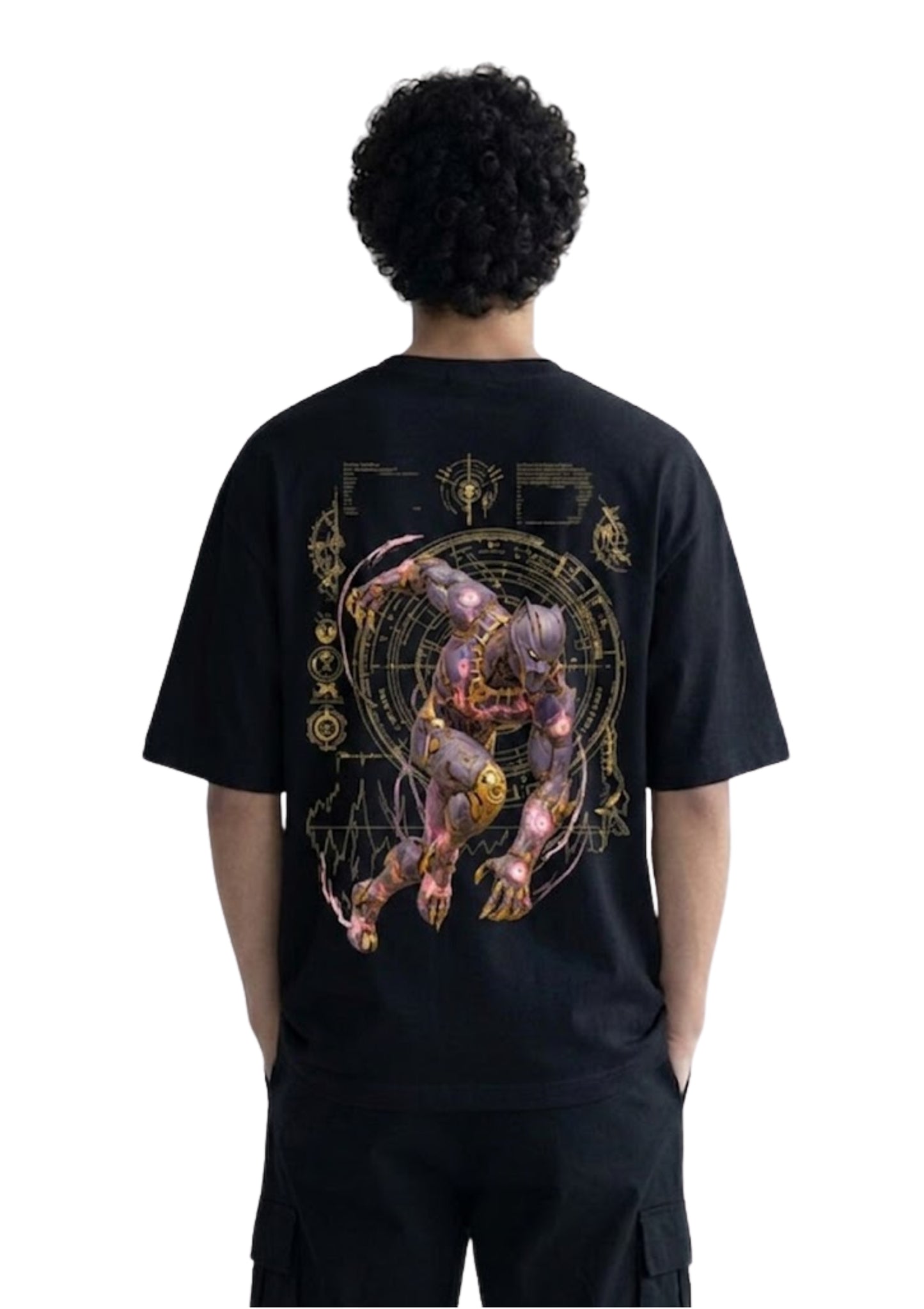 Futuristic Panther Warrior Oversized Back Print T-Shirt for Men | 100% Cotton | 220 GSM