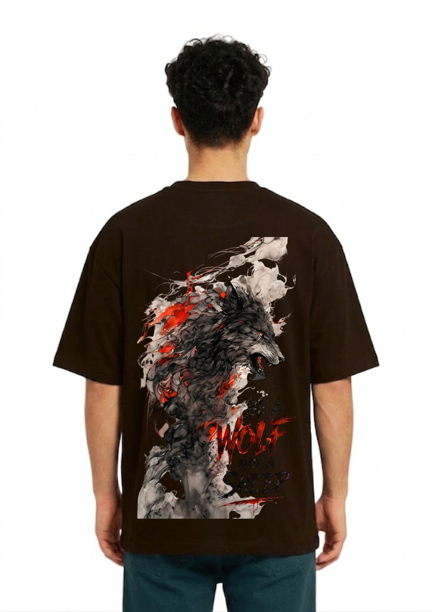 Be a Wolf Graphic Back Print Oversized T-Shirt for Men | 100% Cotton | 220 GSM