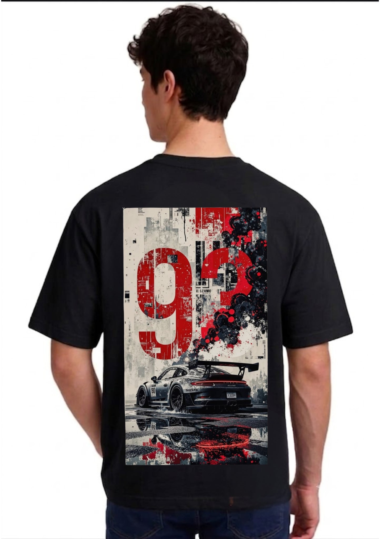 GT3 Racing Car Graphic Oversized Back Print T-Shirt for Men | 100% Cotton | 220 GSM