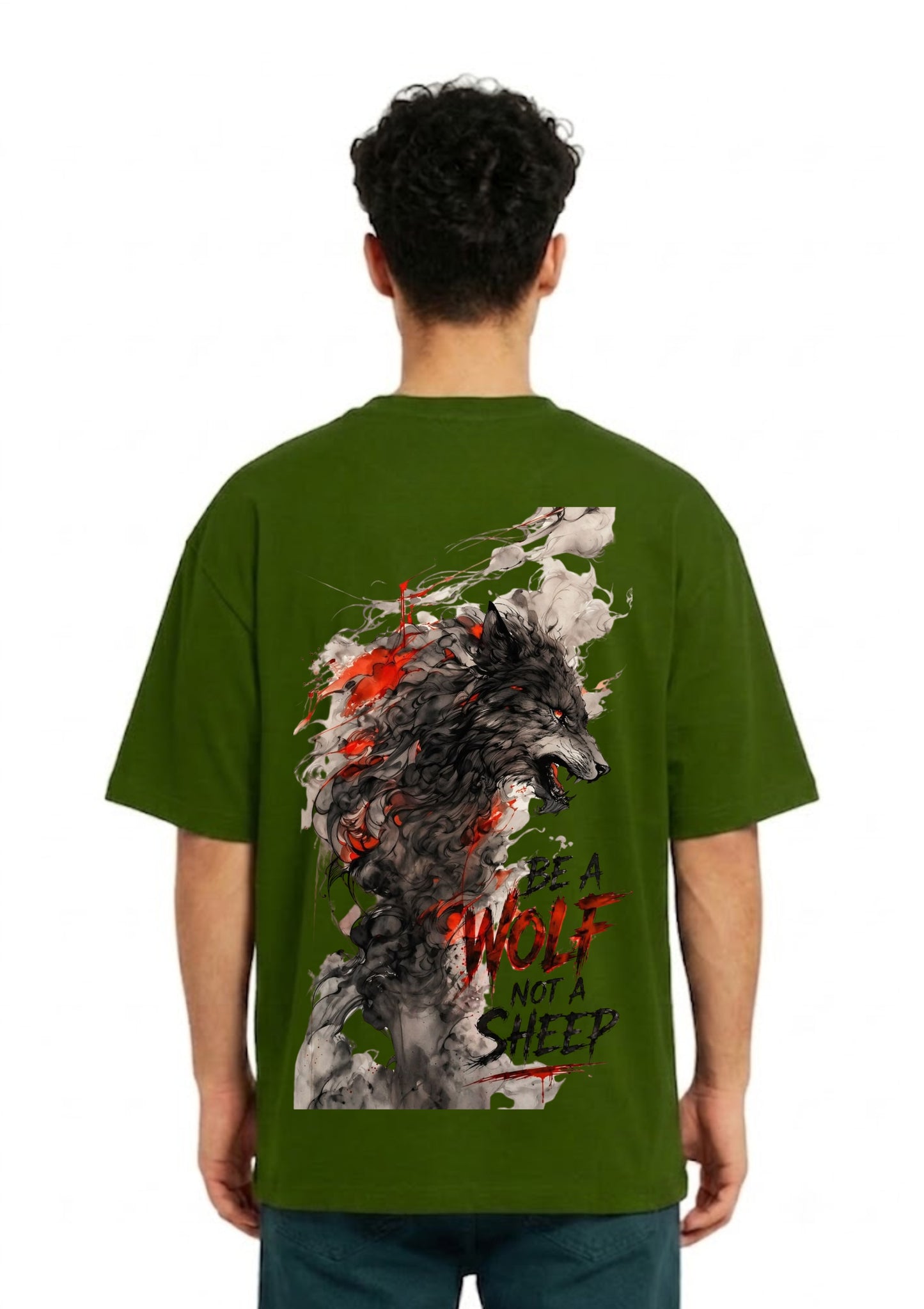 Be a Wolf Graphic Back Print Oversized T-Shirt for Men | 100% Cotton | 220 GSM