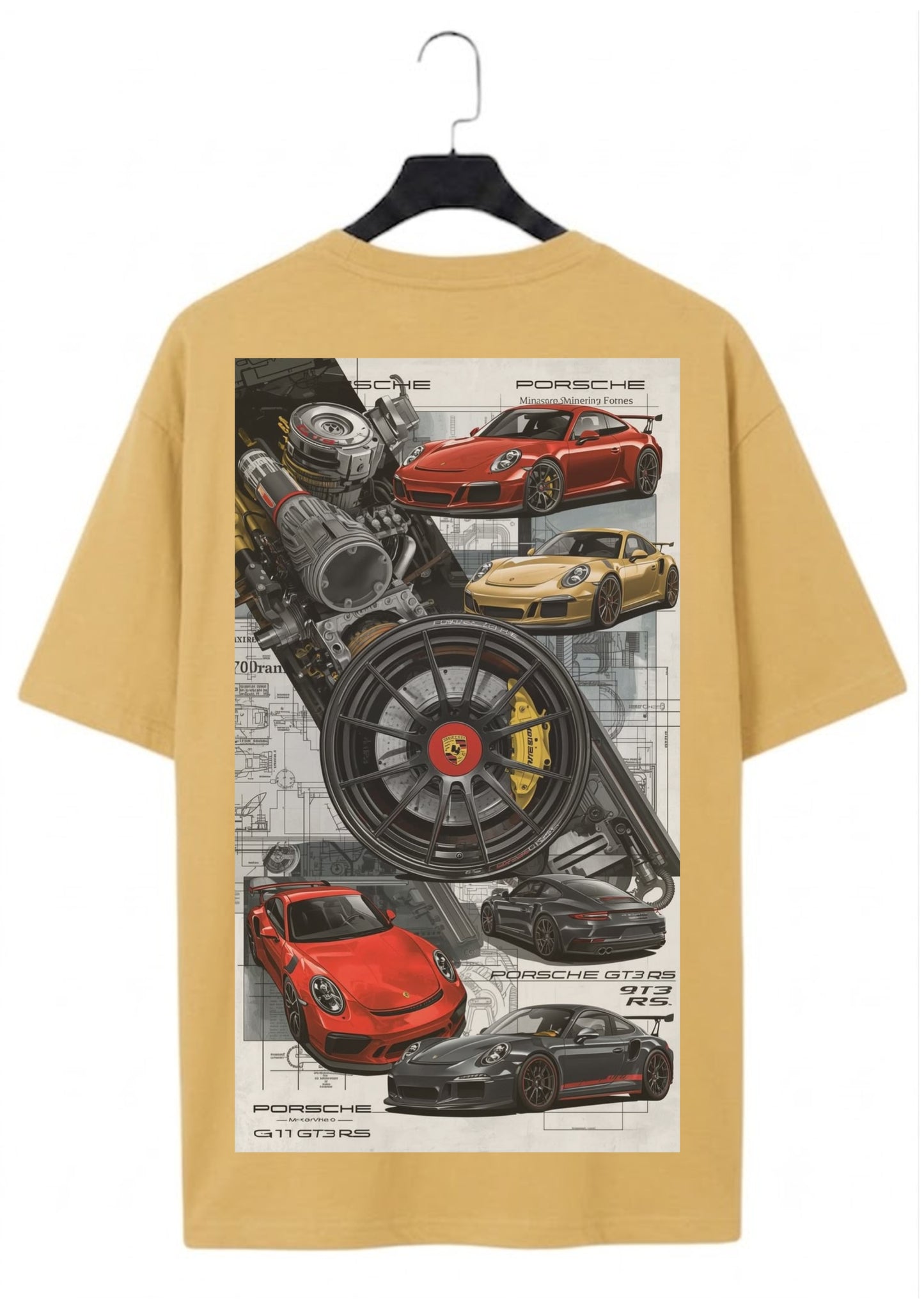 Performance Sports Car Collage Graphic Oversized Back Print T-Shirt for Men | 100% Cotton | 220 GSM
