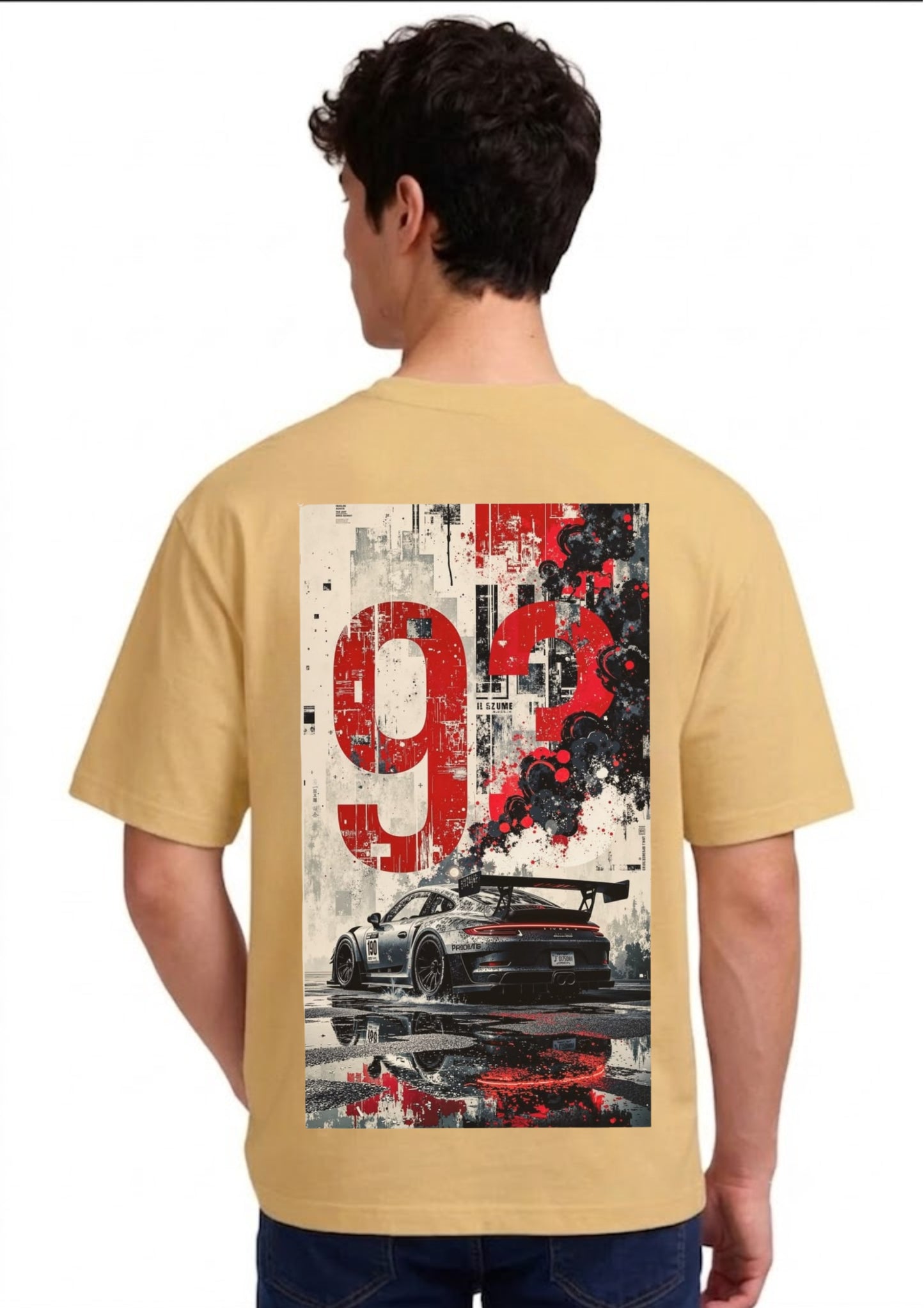 GT3 Racing Car Graphic Oversized Back Print T-Shirt for Men | 100% Cotton | 220 GSM