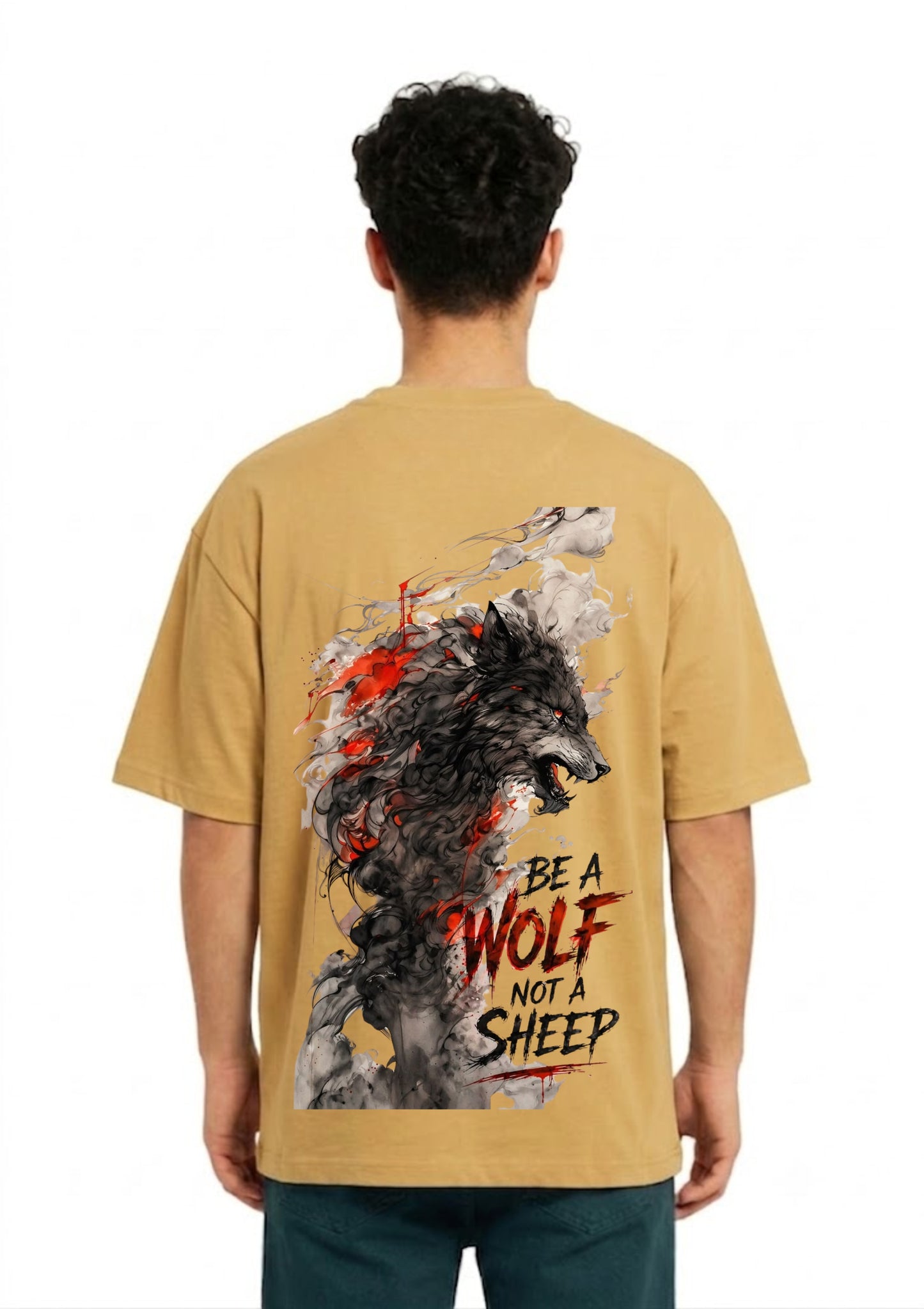 Be a Wolf Graphic Back Print Oversized T-Shirt for Men | 100% Cotton | 220 GSM