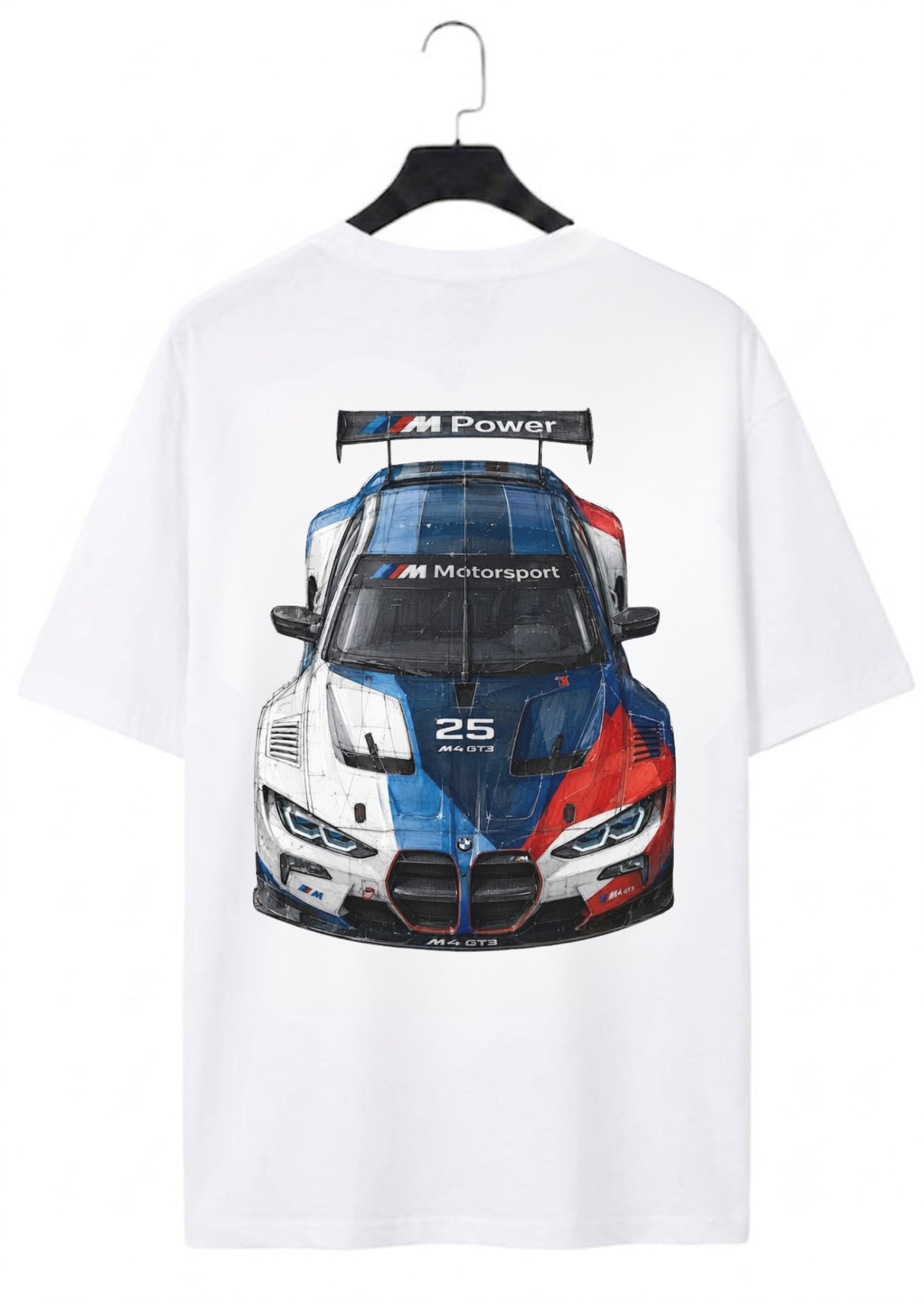BMW M Motorsport Racing Car Graphic Back Print Oversized T-Shirt for Men | 100% Cotton | 220 GSM
