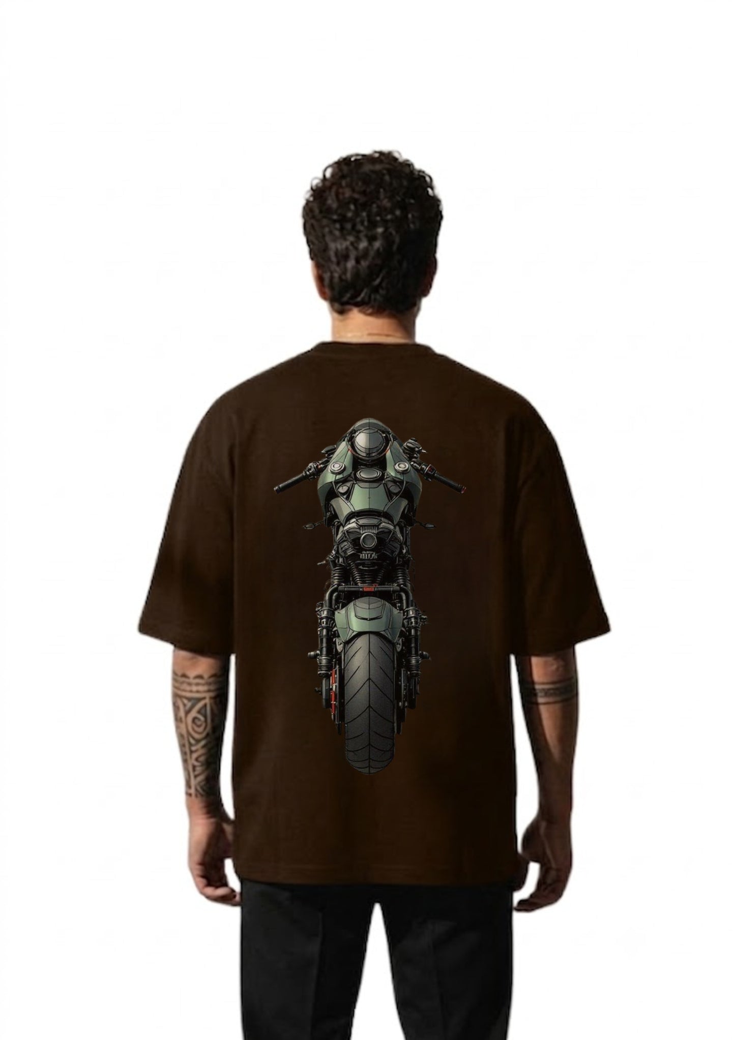 Superbike Rear View Graphic Oversized Back Print T-Shirt for Men | 100% Cotton | 220 GSM
