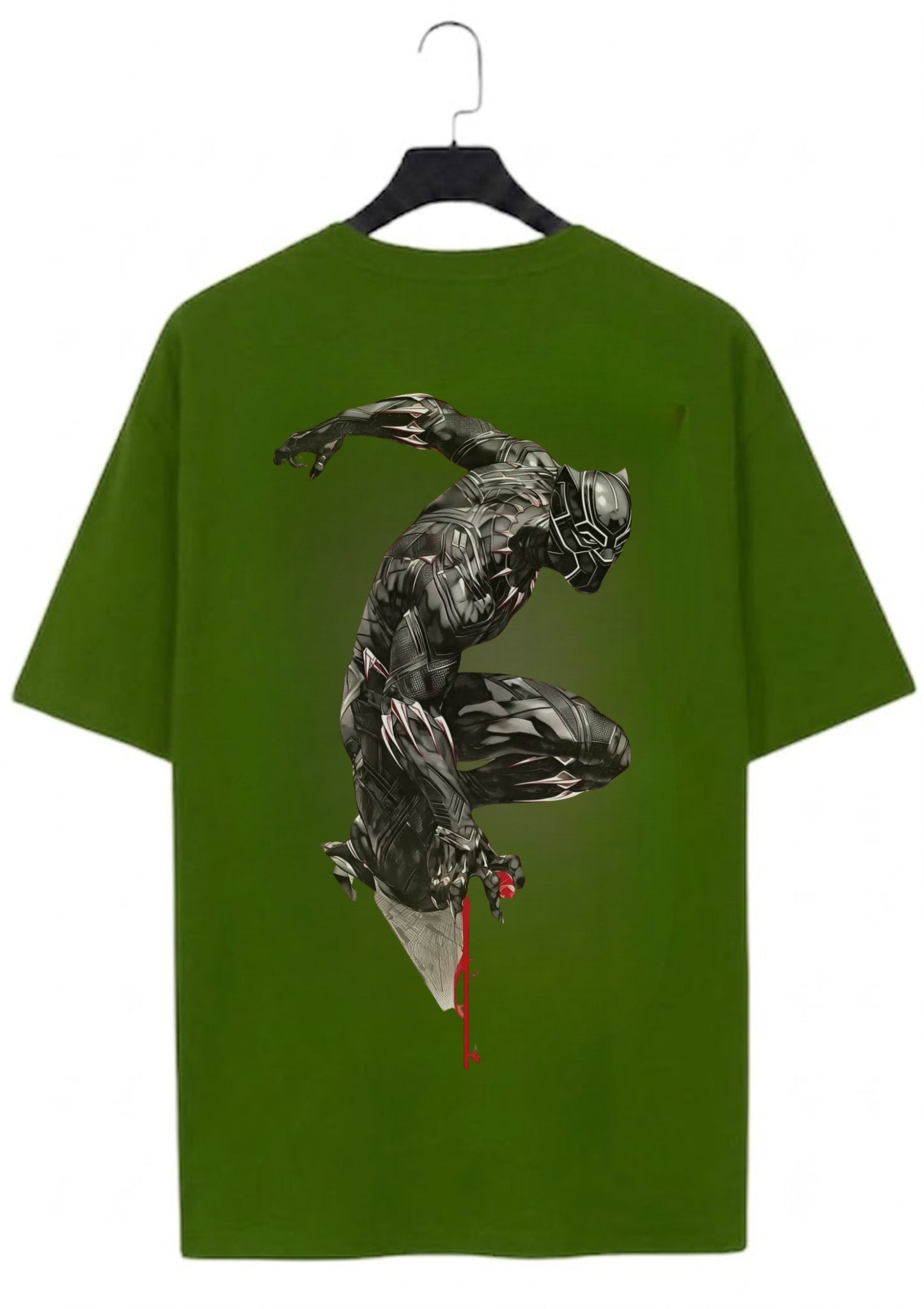 Panther Superhero Graphic Oversized Back Print T-Shirt for Men | 100% Cotton | 220 GSM | Fabrix
