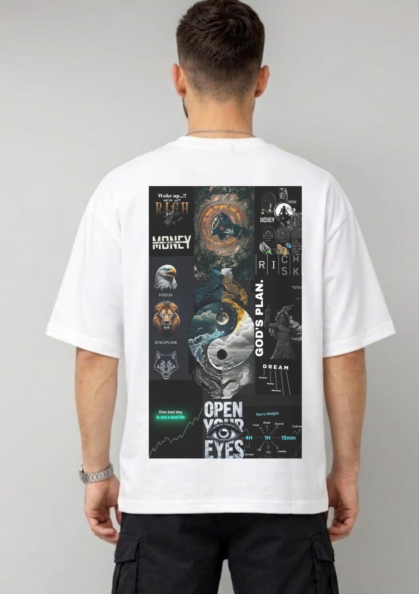 Success Mindset Motivation Graphic Oversized Back Print T-Shirt for Men | Premium Cotton | 220 GSM