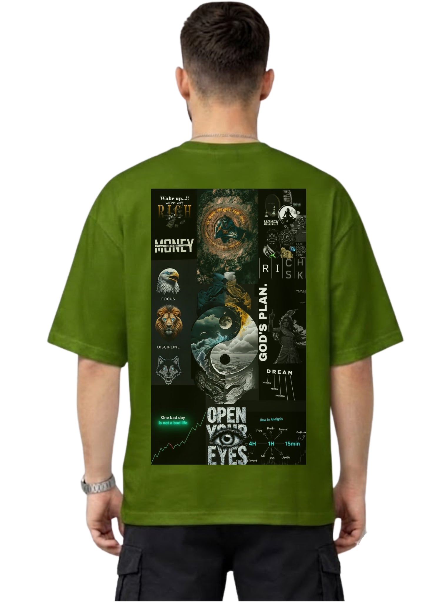 Success Mindset Motivation Graphic Oversized Back Print T-Shirt for Men | Premium Cotton | 220 GSM