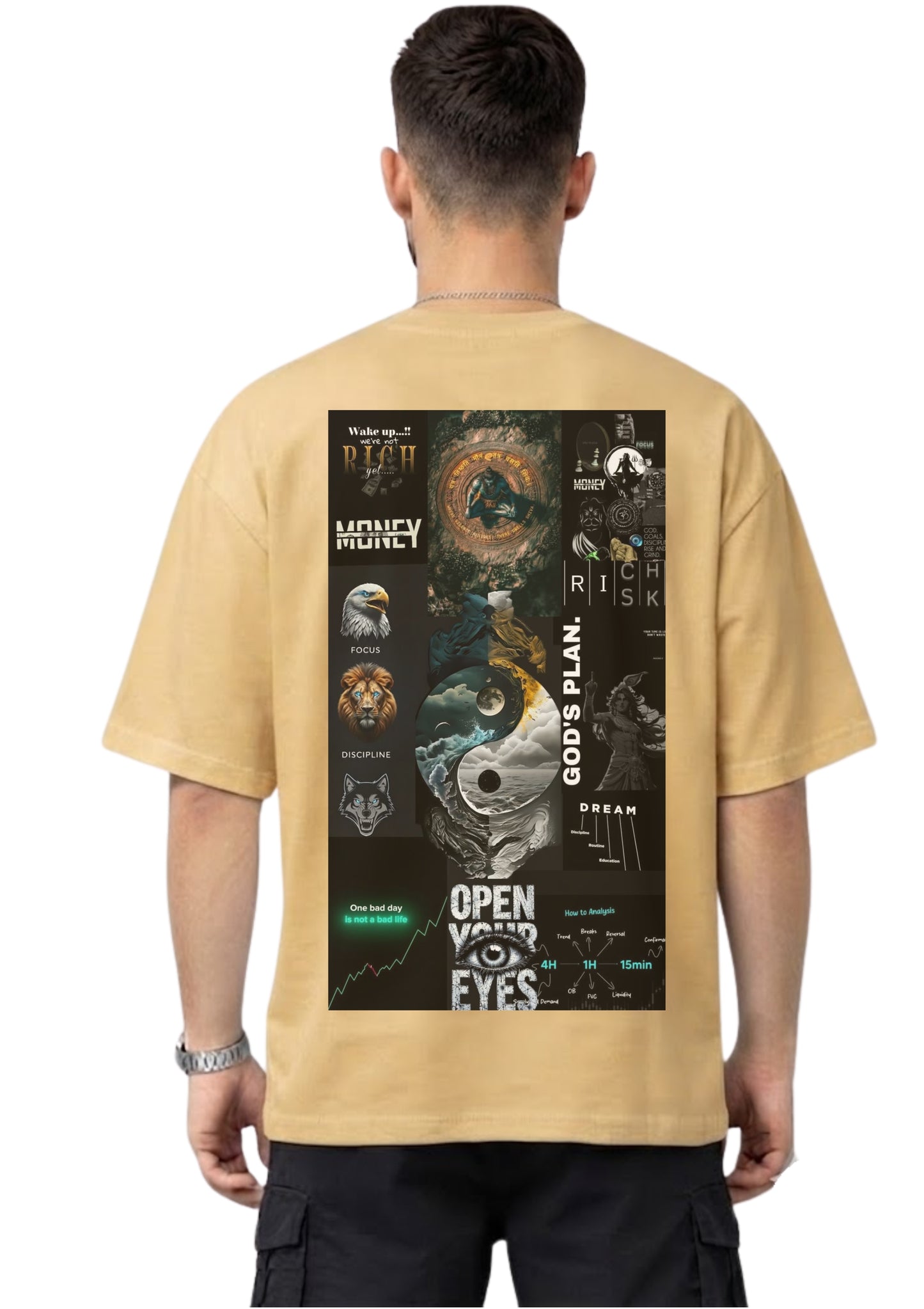 Success Mindset Motivation Graphic Oversized Back Print T-Shirt for Men | Premium Cotton | 220 GSM