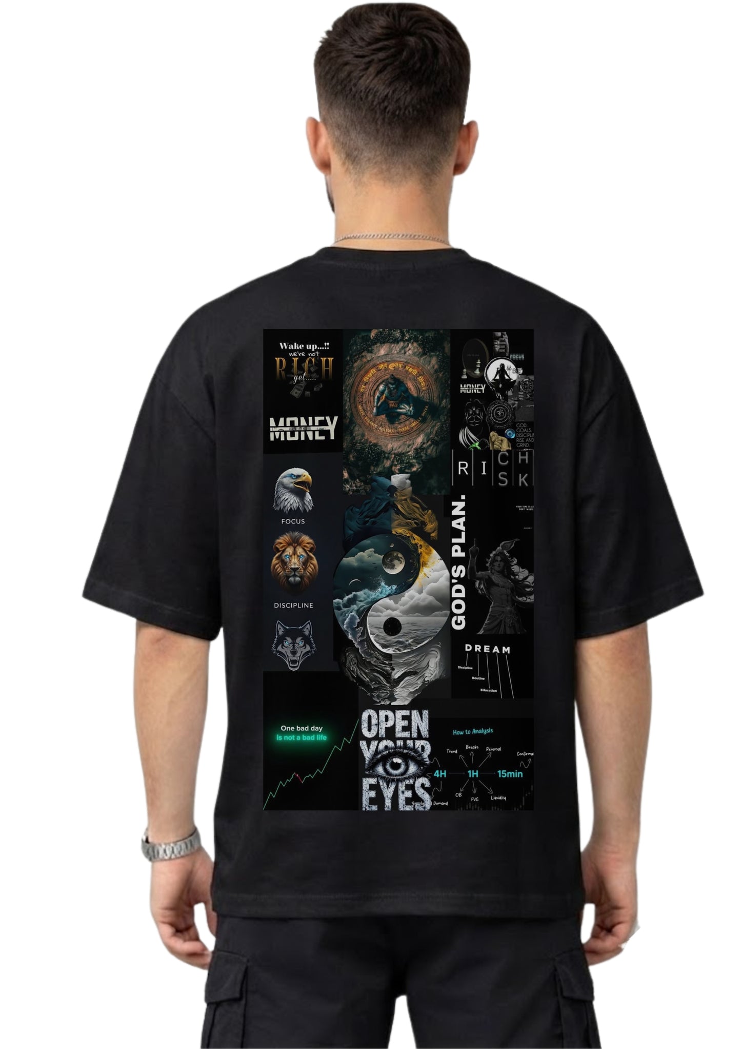 Success Mindset Motivation Graphic Oversized Back Print T-Shirt for Men | Premium Cotton | 220 GSM