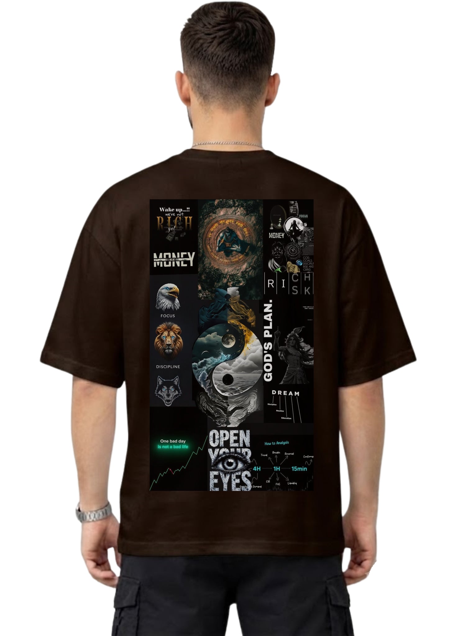 Success Mindset Motivation Graphic Oversized Back Print T-Shirt for Men | Premium Cotton | 220 GSM